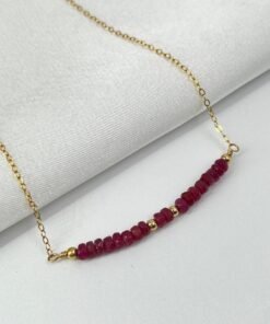 Alternative view of Ruby Bar Necklace • Gold Filled or Sterling Silver Red Gemstone Jewelry