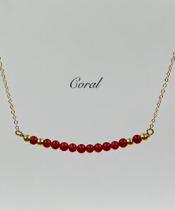 Red Coral Bar Necklace • 14K Gold Filled Minimalist Jewelry