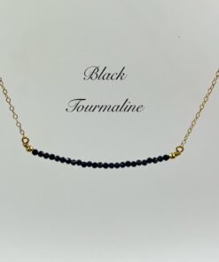 Black Tourmaline Bar Necklace • Gold Filled or Sterling Silver