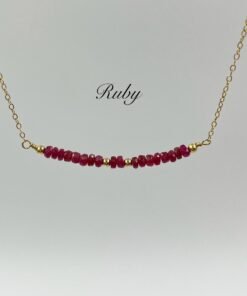 Ruby Bar Necklace • Gold Filled or Sterling Silver Red Gemstone Jewelry