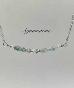 Aquamarine Bar Necklace • Gold Filled or Sterling Silver Blue Gemstone Jewelry