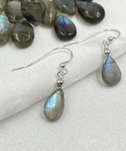 Labradorite Earrings • Sterling Silver • Dainty Minimalist Jewelry