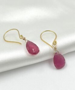 Alternative view of Garnet Earrings • 24K Gold Plated • Dainty Minimalist Jewelry