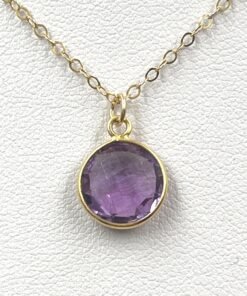 Amethyst Pendant Necklace • Gold Filled Purple Gemstone Jewelry