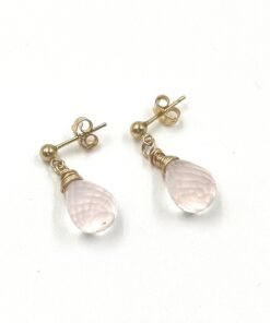 Alternative view of Rose Quartz Earrings • Gold Filled or Sterling Silver