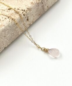 Alternative view of Rose Quartz Necklace • Gold Filled or Sterling Silver Pink Gemstone Jewelry
