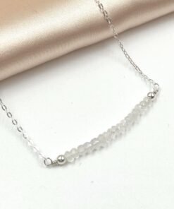 Alternative view of Moonstone Bar Necklace • Gold Filled or Sterling Silver • Dainty Minimalist Jewelry