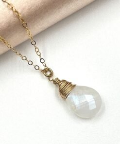 Moonstone Necklace • Dainty Blue Flash Pendant • Gold Filled or Sterling Silver”