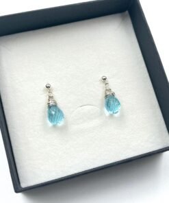 Alternative view of Blue Topaz Teardrop Earrings • Gold Filled or Sterling Silver Gemstone Jewelry