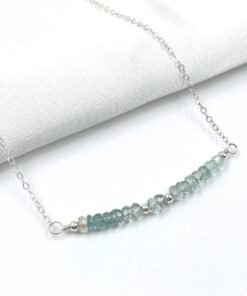 Alternative view of Aquamarine Bar Necklace • Gold Filled or Sterling Silver Blue Gemstone Jewelry