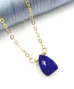 Blue Sapphire Teardrop Necklace • Gold Filled or Sterling Silver Gemstone Jewelry