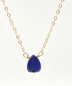 Alternative view of Blue Sapphire Teardrop Necklace • Gold Filled or Sterling Silver Gemstone Jewelry
