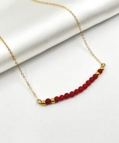 Alternative view of Red Coral Bar Necklace • 14K Gold Filled Minimalist Jewelry