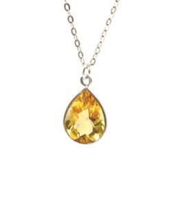 Citrine Pendant Necklace • Sterling Silver • November Birthstone •