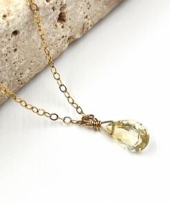 Alternative view of Citrine Pendant Necklace • Gold Filled or Sterling Silver • Minimalist Jewelry