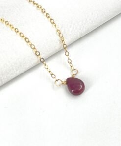 Ruby Teardrop Necklace • Gold Filled or Sterling Silver Red Gemstone Jewelry