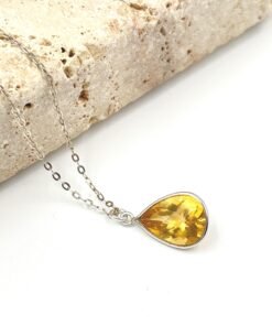 Alternative view of Citrine Pendant Necklace • Sterling Silver • November Birthstone •