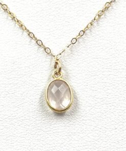Oval Rose Quartz Necklace • Gold Filled or Sterling Silver • Dainty Minimalist Jewelry