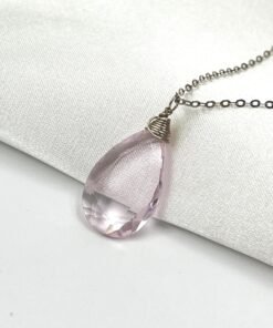 Rose Quartz Necklace • Pink Gemstone Pendant • Gold Filled or Sterling Silver