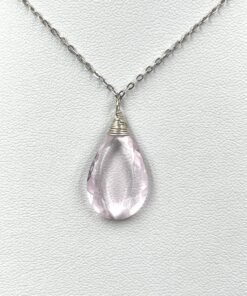 Alternative view of Rose Quartz Necklace • Pink Gemstone Pendant • Gold Filled or Sterling Silver