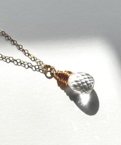 Alternative view of Crystal Quartz Necklace • Gold Filled or Sterling Silver • Dainty Minimalist Jewelry