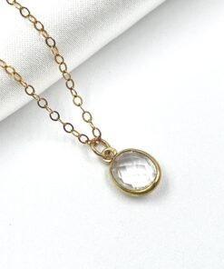 Clear Quartz Necklace • Gold Filled or Sterling Silver • Dainty Minimalist Jewelry