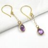 Amethyst Earrings • 24K Gold Plated • Dainty Minimalist Jewelry