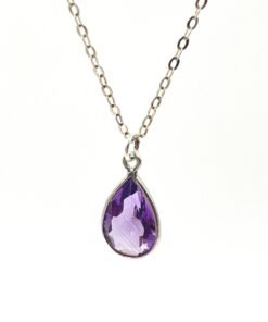 Alternative view of Amethyst Pendant Necklace • Sterling Silver • Dainty Minimalist Jewelry