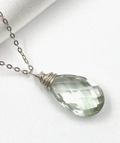 Green Amethyst Necklace • Gold Filled or Sterling Silver • Dainty Minimalist Jewelry