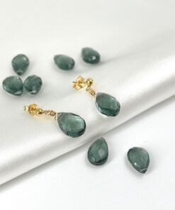 Alternative view of Moss Aquamarine Earrings • Gold Filled or Sterling Silver • Dainty Minimalist Jewelry