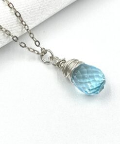 Blue Topaz Necklace • Gold Filled or Sterling Silver • Dainty Minimalist Jewelry