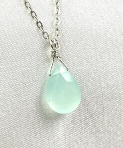 Aqua Green Chalcedony Necklace • Gold Filled or Sterling Silver • Dainty Minimalist Jewelry