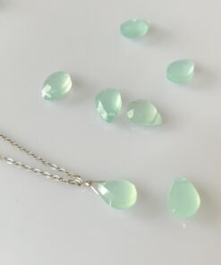 Alternative view of Aqua Green Chalcedony Necklace • Gold Filled or Sterling Silver • Dainty Minimalist Jewelry