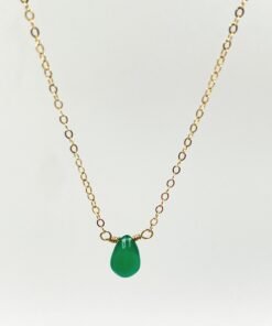 Green Onyx Teardrop Necklace • Gold Filled or Sterling Silver Gemstone Jewelry