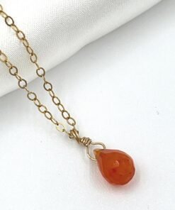 Alternative view of Carnelian Necklace • Gold Filled or Sterling Silver • Dainty Minimalist Jewelry