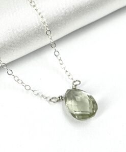 Green Amethyst Necklace • Sterling Silver or Gold Filled • Dainty Minimalist Jewelry