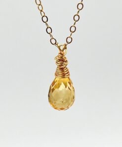 Citrine Pendant Necklace • Gold Filled or Sterling Silver • November Birthstone
