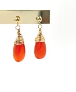 Alternative view of Carnelian Earrings • Gold Filled or Sterling Silver • Dainty Minimalist Jewelry