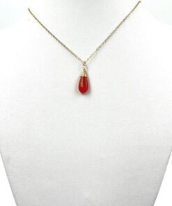Alternative view of Carnelian Pendant Gold Filled Silver Minimalist Orange Gemstone Necklace
