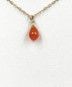 Carnelian Necklace • Gold Filled or Sterling Silver • Dainty Minimalist Jewelry