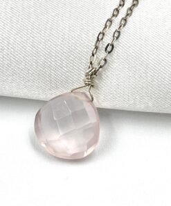 Alternative view of Rose Quartz Necklace • Gold Filled or Sterling Silver • Dainty Minimalist Jewelry
