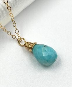 Larimar Necklace • Gold Filled or Sterling Silver • Dainty Minimalist Jewelry