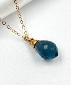 London Blue Topaz Necklace • Gold Filled or Sterling Silver Gemstone Pendant