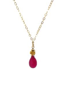 Alternative view of Ruby Necklace • Gold Filled Pendant • Dainty Minimalist Jewelry