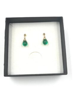 Alternative view of Green Onyx Earrings • Gold Filled or Sterling Silver • Dainty Minimalist Jewelry