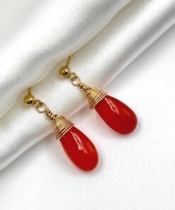 Carnelian Earrings • Gold Filled or Sterling Silver • Dainty Minimalist Jewelry