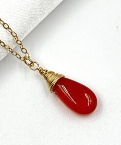 Carnelian Pendant Gold Filled Silver Minimalist Orange Gemstone Necklace