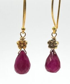 Ruby Earrings • 24K Gold Filled • Dainty Minimalist Jewelry