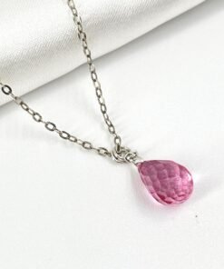 Pink Topaz Necklace • Gold Filled or Sterling Silver • Dainty Minimalist Jewelry