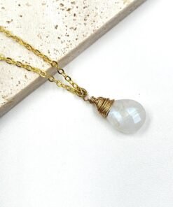 Alternative view of Moonstone Necklace • Dainty Blue Flash Pendant • Gold Filled or Sterling Silver”